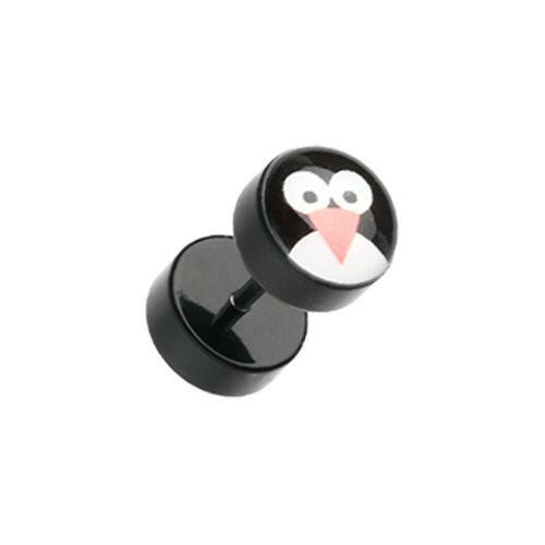 Cute Penguin Acrylic Fake Plug Earrings Fake Plug Earrings Impulse Piercings 16 gauge(1.2mm)