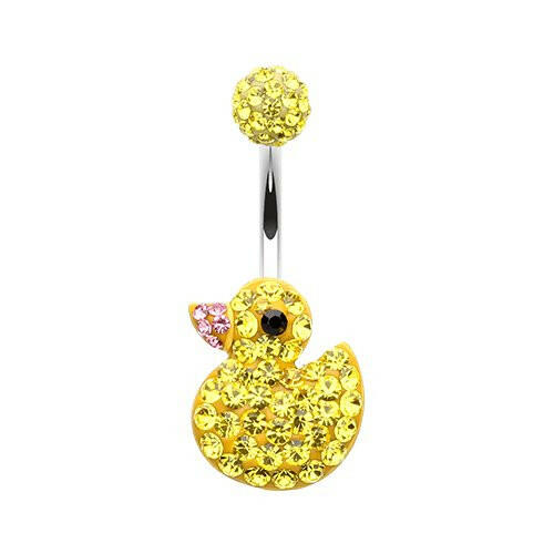 Cute Rubber Duck Multi-Sprinkle Dot Belly Button Ring Navel Ring Impulse Piercings