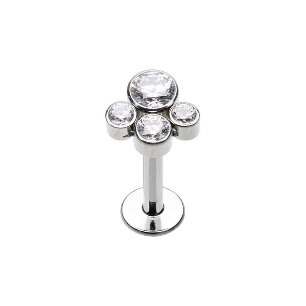 CZ Crop Circle Gem Top Steel Internally Threaded Labret Labret Impulse Piercings