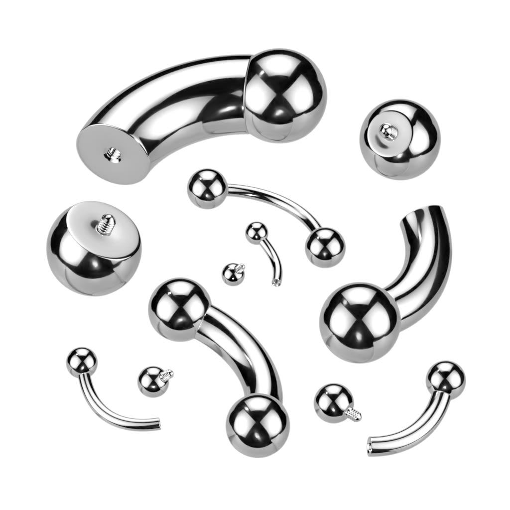 Internally Threaded Basic Eyebrow Curve Barbell Ring 316L Surgical Steel Curved Barbell Impulse Piercings 16 GA Length: 8mm Ball Size: 3mm