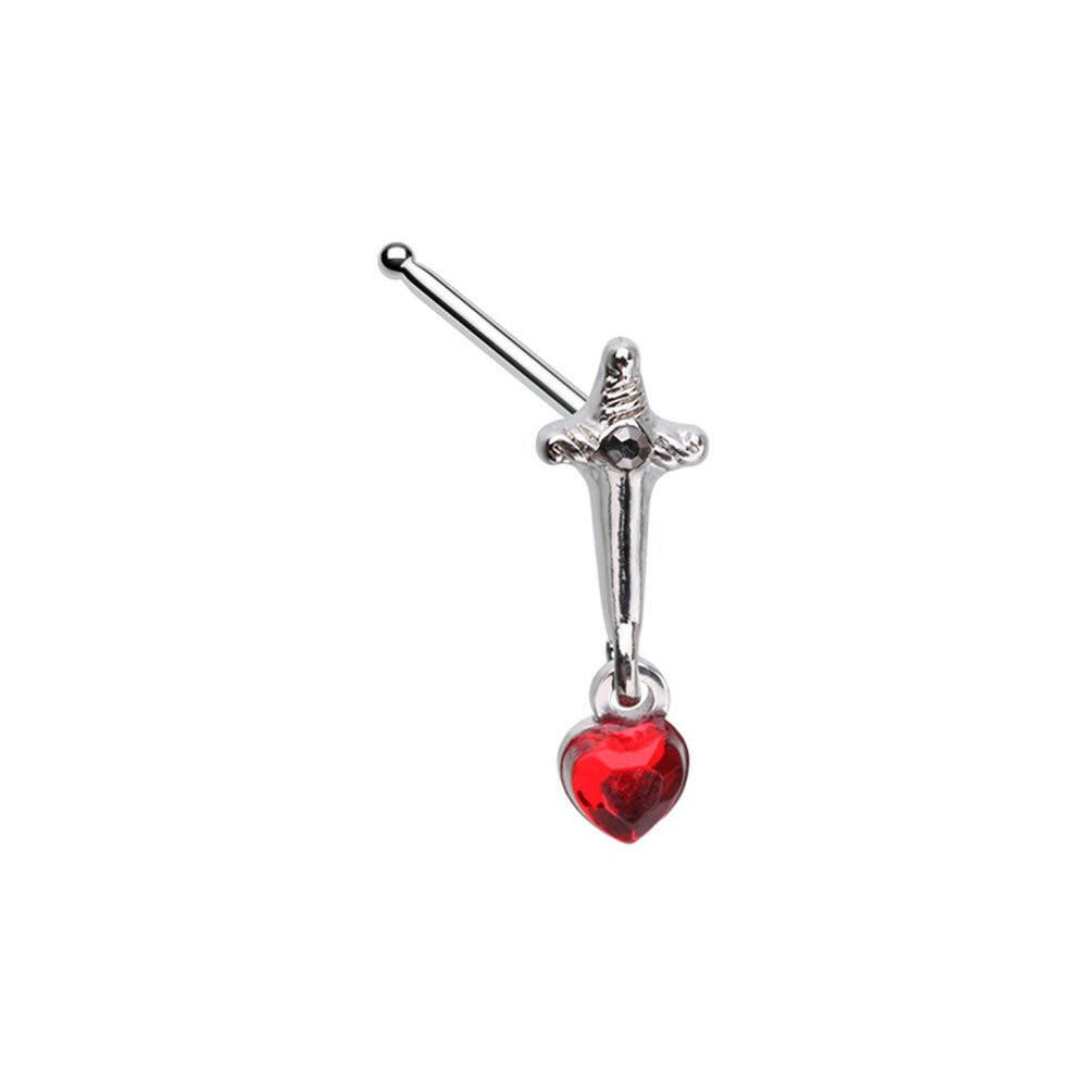 Dagger Heart Blood Gem Nose Stud Ring Impulse Piercings