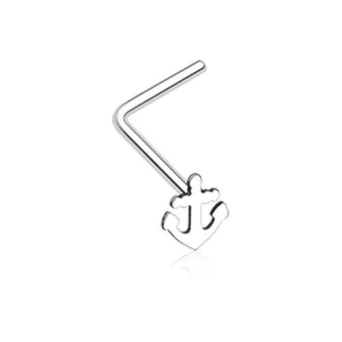 Dainty Anchor Icon L-Shaped Nose Ring Nose Ring Impulse Piercings