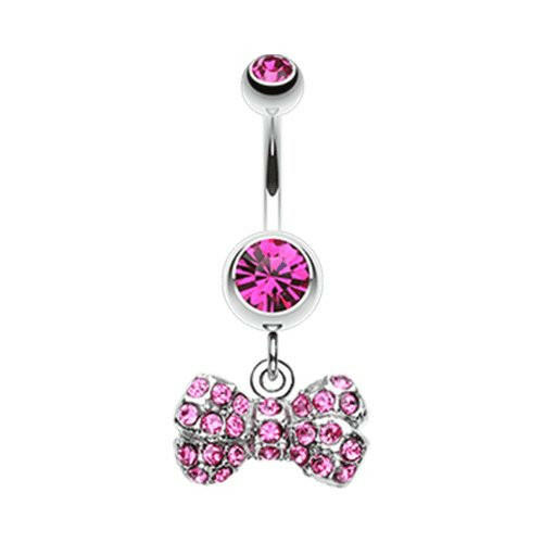 Dainty Bow-Tie Belly Button Ring Navel Ring Impulse Piercings Fuchsia