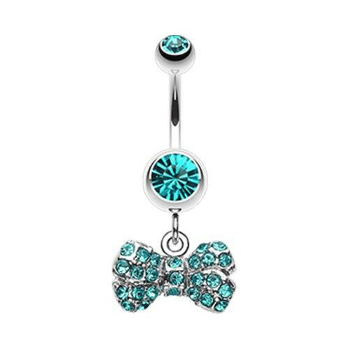 Dainty Bow-Tie Belly Button Ring Navel Ring Impulse Piercings Teal