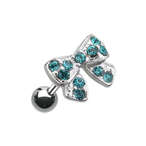 Dainty Bow-Tie Cartilage Tragus Earring Cartilage Earring Impulse Piercings Teal