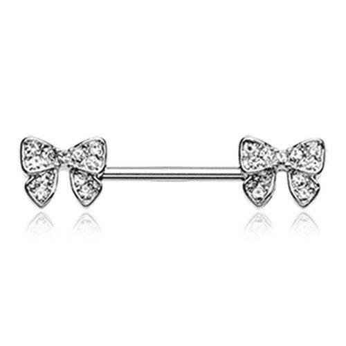 Dainty Bow-Tie Sparkle Nipple Barbell Ring Nipple Ring Impulse Piercings