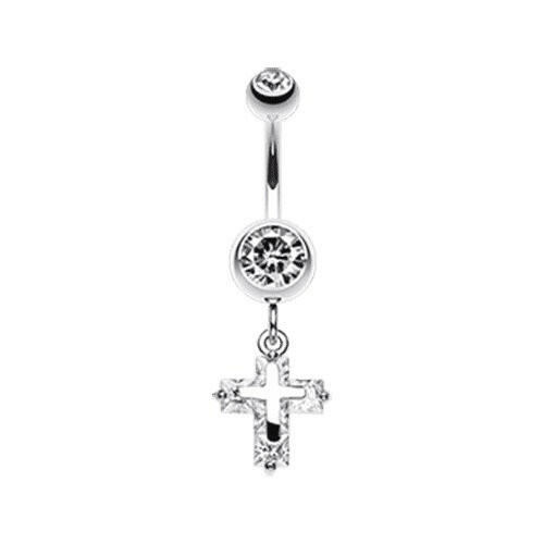 Dainty Cross Sparkle Belly Button Ring Navel Ring Impulse Piercings