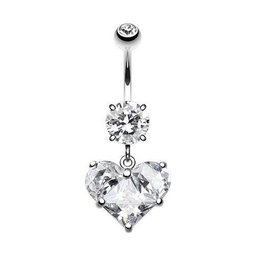 Dainty Crystalline Heart Cubic Zirconia Belly Button Ring Navel Ring Impulse Piercings