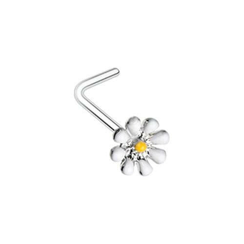 Dainty Daisy Enamel L-Shape Nose Ring Nose Ring Impulse Piercings