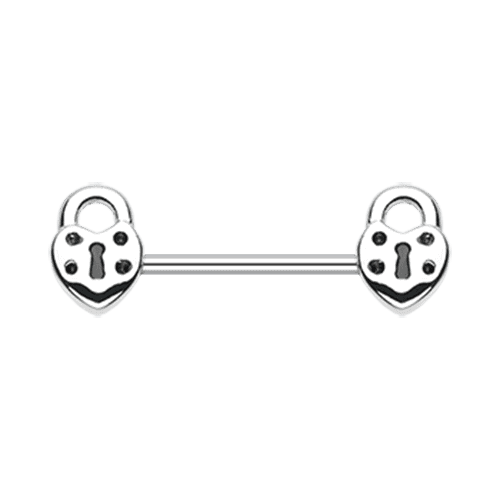 Dainty Heart Lock Nipple Barbell Ring Nipple Ring Impulse Piercings