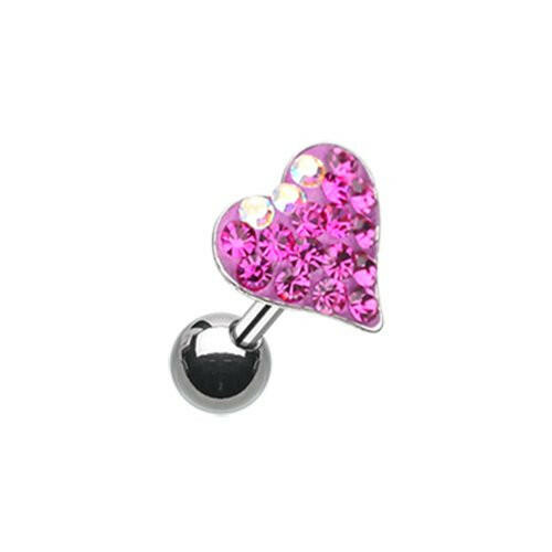 Dainty Heart Multi-Sprinkle Dot Multi-Gem Cartilage Tragus Earring Cartilage Earring Impulse Piercings Fuchsia