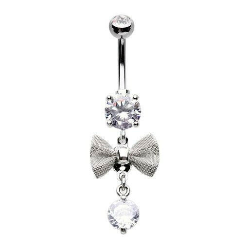 Dainty Mesh Bow Cubic Zirconia Belly Button Ring Navel Ring Impulse Piercings