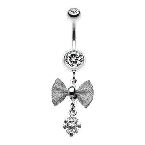 Dainty Mesh Bow Gem Sparkle Belly Button Ring Navel Ring Impulse Piercings