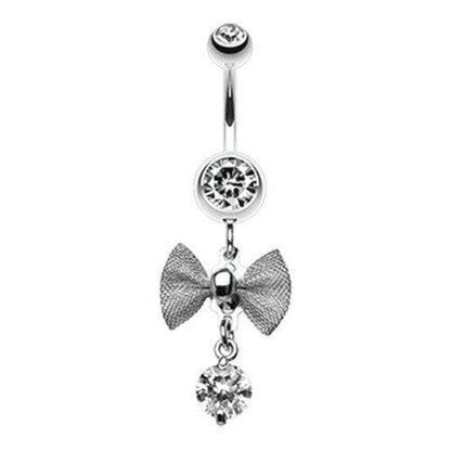 Dainty Mesh Bow Gem Sparkle Belly Button Ring Navel Ring Impulse Piercings