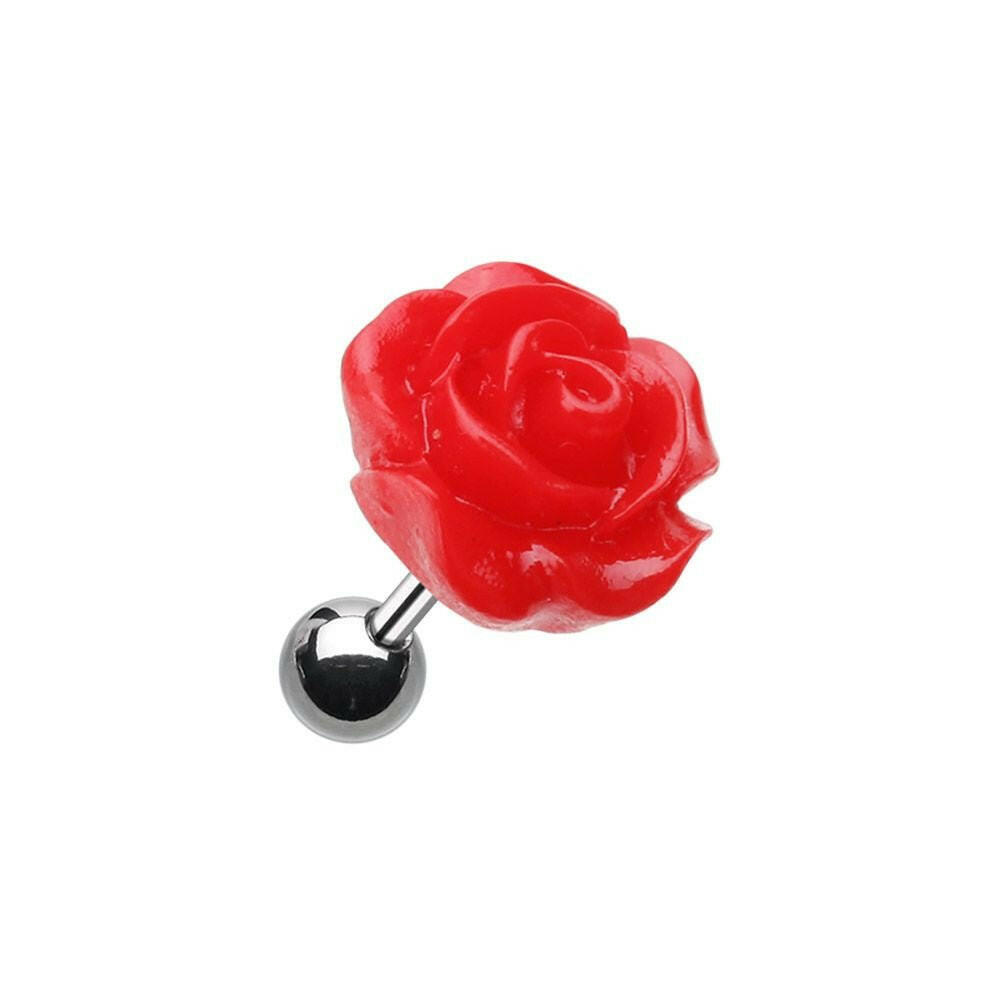 Dainty Rose Cartilage Tragus Earring Cartilage Earring Impulse Piercings Red