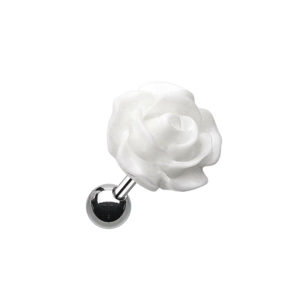 Dainty Rose Cartilage Tragus Earring Cartilage Earring Impulse Piercings White