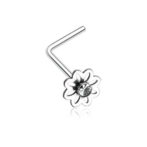 Daisy Breeze Sparkle L-Shaped Nose Ring Nose Ring Impulse Piercings