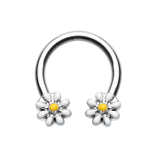 Daisy Flower Horseshoe Circular Barbell Circular Barbell Impulse Piercings 16 GA (1.2mm)