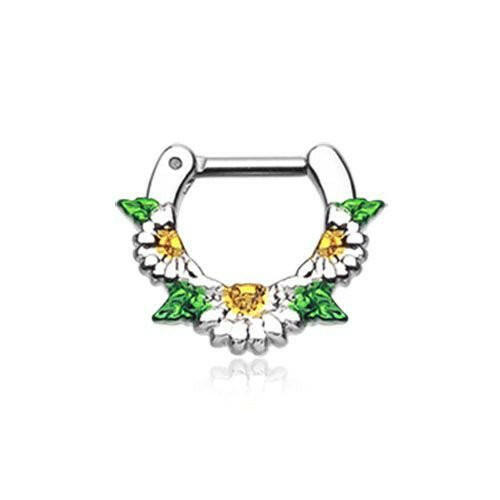 Daisy Garden Icon Septum Clicker Septum Ring Impulse Piercings 16 GA (1.2mm) 1/4" (6mm)