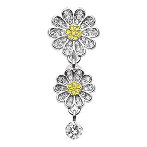 Daisy Glam Multi-Gem Reverse Belly Button Ring Navel Ring Impulse Piercings