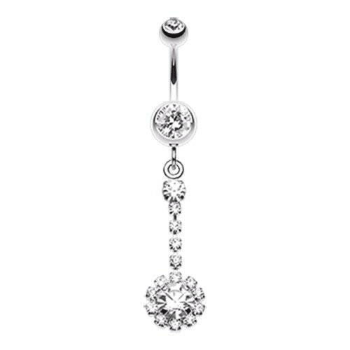 Dangling Gem Drop Belly Button Ring Navel Ring Impulse Piercings Clear