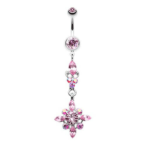 Dangling Shine Drops Belly Button Ring Navel Ring Impulse Piercings Light Pink