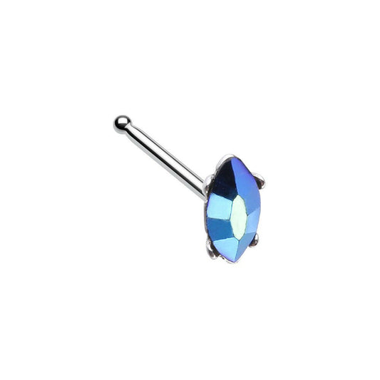 Dark Iridescent Marquis Shape Gem Nose Stud Ring Impulse Piercings