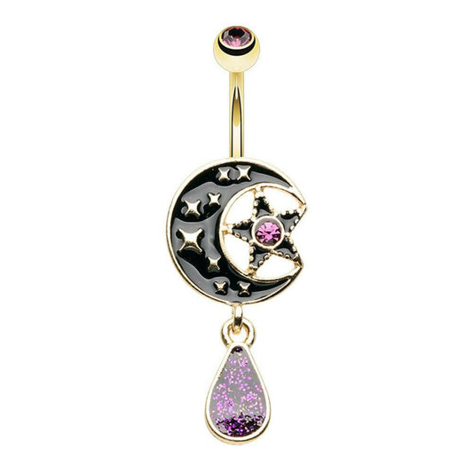 Darkside of the Moon Star Drop Belly Button Ring Navel Ring Impulse Piercings