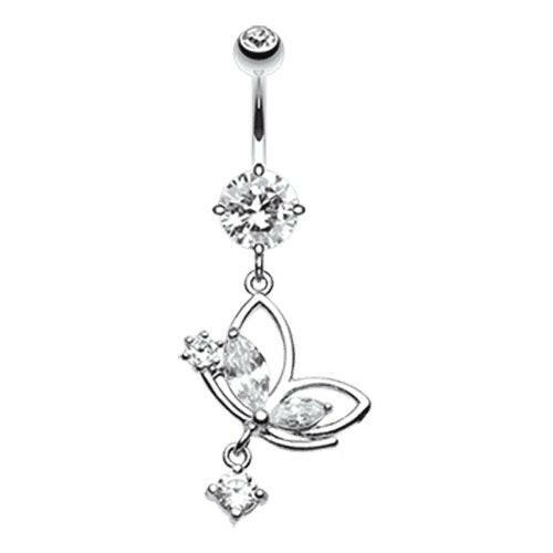 Darling Butterfly Cubic Zirconia Belly Button Ring Navel Ring Impulse Piercings Clear