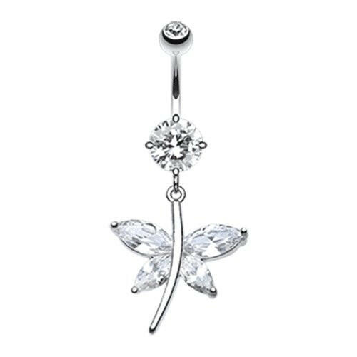 Dazzling Butterfly Cubic Zirconia Belly Button Ring Navel Ring Impulse Piercings Clear