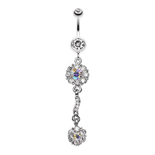 Dazzling Flower Blossom Belly Button Ring Navel Ring Impulse Piercings Clear