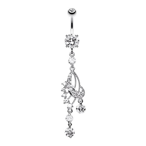 Dazzling Harp Elegance Cubic Zirconia Belly Button Ring Navel Ring Impulse Piercings Clear