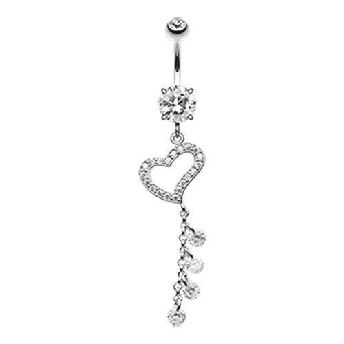 Dazzling Heart Crystalline Cubic Zirconia Belly Button Ring Navel Ring Impulse Piercings