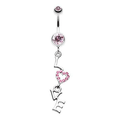 Dazzling Love Belly Button Ring Navel Ring Impulse Piercings Light Pink