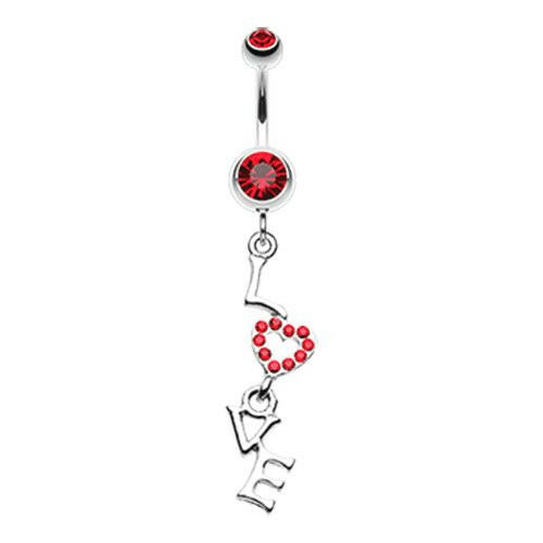 Dazzling Love Belly Button Ring Navel Ring Impulse Piercings Red