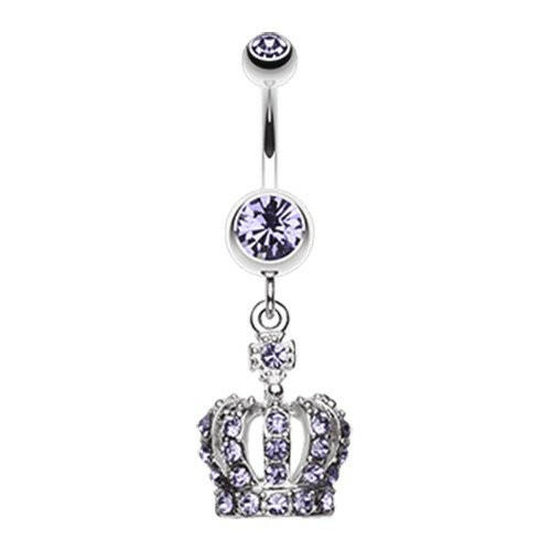 Dazzling Royal Crown Belly Button Ring Navel Ring Impulse Piercings Tanzanite