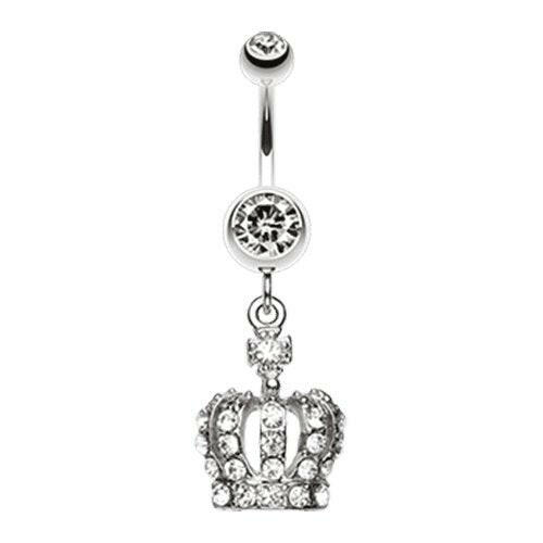 Dazzling Royal Crown Belly Button Ring Navel Ring Impulse Piercings Clear