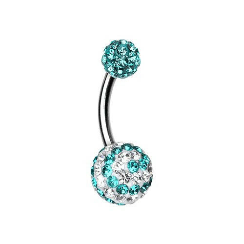 Dazzling Spiral Multi-Sprinkle Dot Belly Button Ring Navel Ring Impulse Piercings Teal/Clear