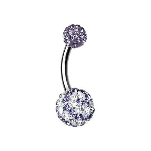 Dazzling Spiral Multi-Sprinkle Dot Belly Button Ring Navel Ring Impulse Piercings Tanzanite/Clear