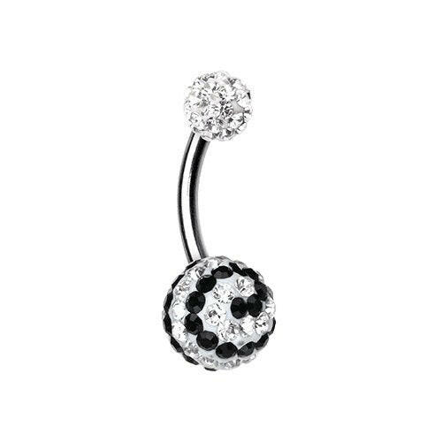 Dazzling Spiral Multi-Sprinkle Dot Belly Button Ring Navel Ring Impulse Piercings Clear/Black