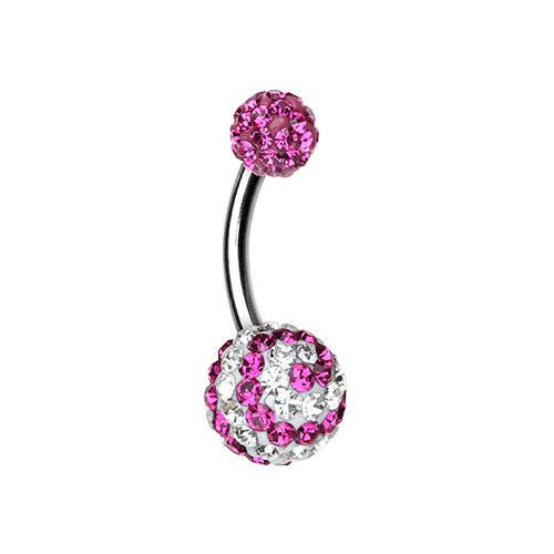 Dazzling Spiral Multi-Sprinkle Dot Belly Button Ring Navel Ring Impulse Piercings Fuchsia/Clear