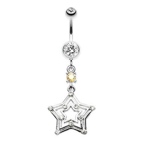 Dazzling Star Belly Button Ring Navel Ring Impulse Piercings Clear