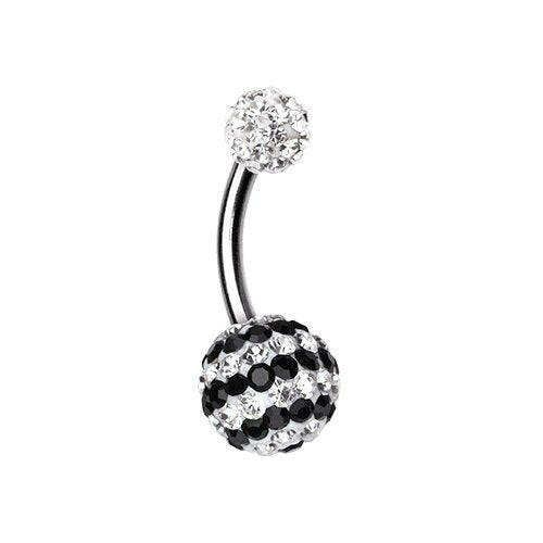 Dazzling Stripes Multi-Sprinkle Dot Belly Button Ring Navel Ring Impulse Piercings Clear/Black