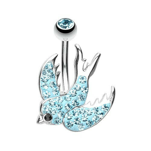 Dazzling Swallow Multi-Sprinkle Dot Belly Button Ring Navel Ring Impulse Piercings Aqua