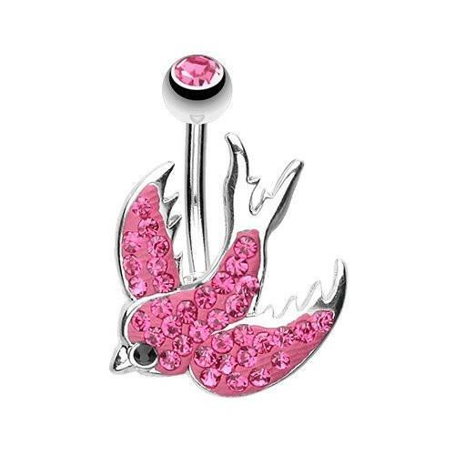 Dazzling Swallow Multi-Sprinkle Dot Belly Button Ring Navel Ring Impulse Piercings Fuchsia