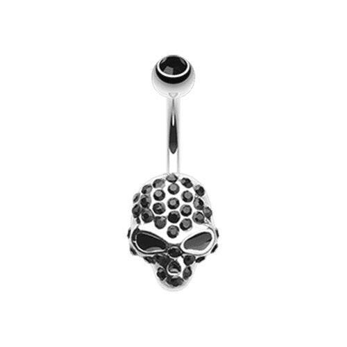 Death Skull Mask Belly Button Ring Navel Ring Impulse Piercings Black