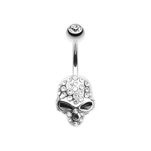 Death Skull Mask Belly Button Ring Navel Ring Impulse Piercings Clear