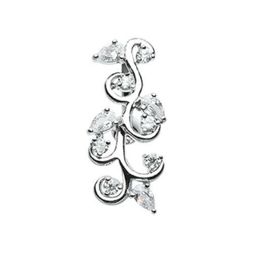 Delicate Crystal Vine Reverse Cubic Zirconia Belly Button Ring Navel Ring Impulse Piercings