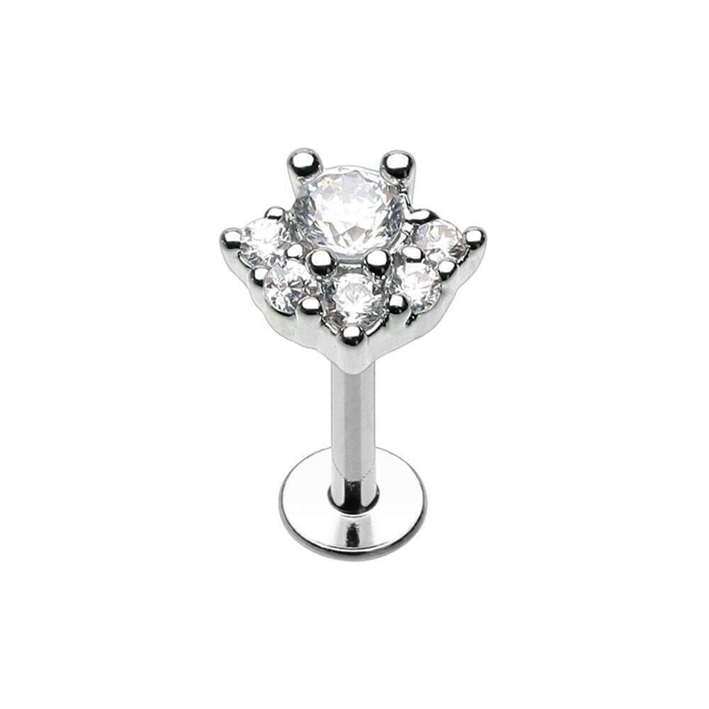 Deluxe Cluster CZ Top Steel Labret Labret Impulse Piercings