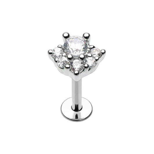 Deluxe Cluster CZ Top Steel Labret Labret Impulse Piercings